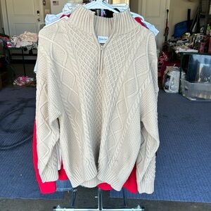 Tan Knit Sunday Best Small 1/4 Zip Sweater Beautiful Think In Feel.